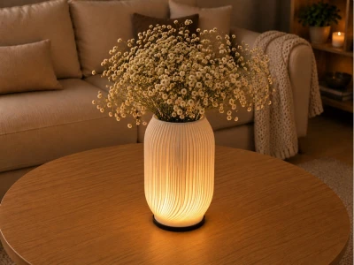 Verk 12449 Dekoratívna LED RGB váza s osvetlením 2 v 1, diaľkové ovládanie, biela
