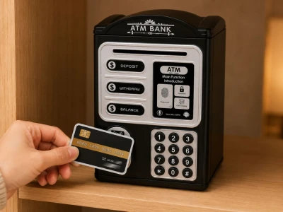 Verk 18319 Detská pokladnička ATM s PIN kódom a platobnou kartou, čierna