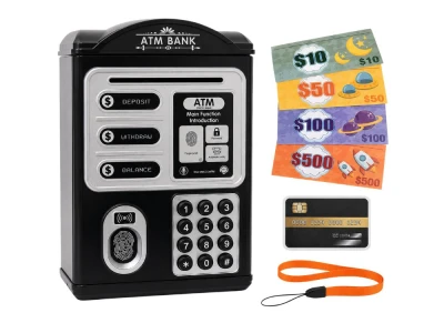 Verk 18319 Detská pokladnička ATM s PIN kódom a platobnou kartou, čierna