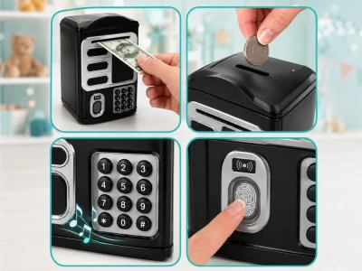 Verk 18319 Detská pokladnička ATM s PIN kódom a platobnou kartou, čierna