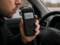 Verk 27704 Digitální alkohol tester s LCD displejem a 5 náustky, černý