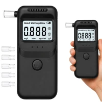 Verk 27704 Digitální alkohol tester s LCD displejem a 5 náustky, černý