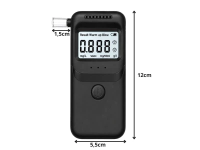 Verk 27704 Digitální alkohol tester s LCD displejem a 5 náustky, černý