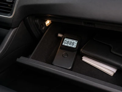 Verk 27704 Digitální alkohol tester s LCD displejem a 5 náustky, černý
