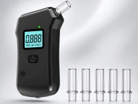 Verk 27705 Digitálny alkohol tester s LCD displejom, baterkou a 5 náustkami, čierny
