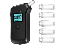 Verk 27705 Digitálny alkohol tester s LCD displejom, baterkou a 5 náustkami, čierny