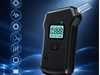 Verk 27705 Digitálny alkohol tester s LCD displejom, baterkou a 5 náustkami, čierny