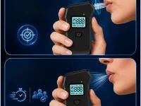 Verk 27705 Digitálny alkohol tester s LCD displejom, baterkou a 5 náustkami, čierny