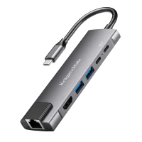 Kruger&Matz KM0391 Adaptér USB-C na HDMI/2x USB 3.0/2x USB-C/RJ45