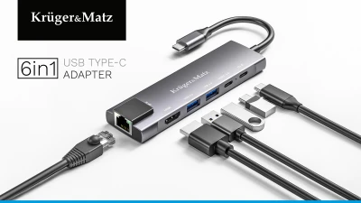 Kruger&Matz KM0391 Adaptér USB-C na HDMI/2x USB 3.0/2x USB-C/RJ45