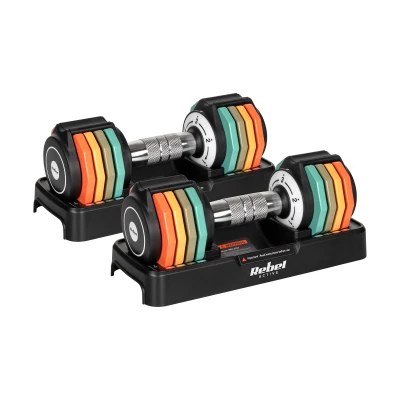 Rebel RBA-2334 Sada automaticky nastaviteľných liatinových činkových závaží 2 x 5 kg