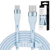 Kruger&Matz KM1268 USB kábel - USB-C, silikónový, 1 m, modrý, Basic
