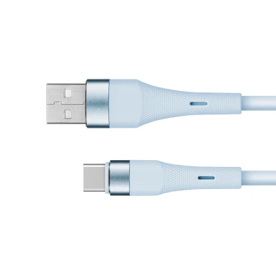Kruger&Matz KM1268 USB kábel - USB-C, silikónový, 1 m, modrý, Basic