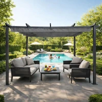 MultiGarden DN-FG-632 Záhradná pergola s oceľovou konštrukciou 3 x 4 m, sivá