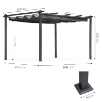 MultiGarden DN-FG-632 Záhradná pergola s oceľovou konštrukciou 3 x 4 m, sivá