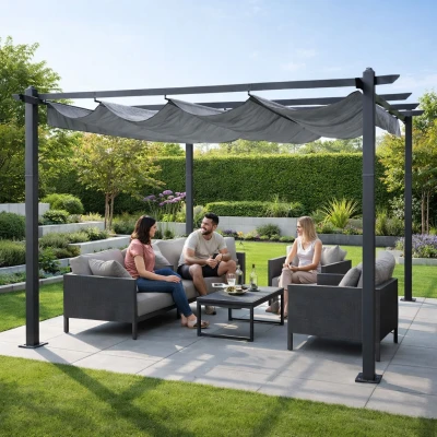 MultiGarden DN-FG-632 Záhradná pergola s oceľovou konštrukciou 3 x 4 m, sivá