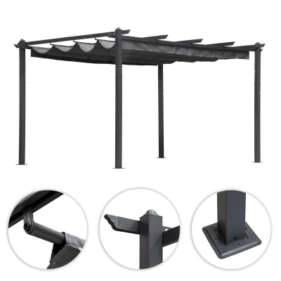 MultiGarden DN-FG-632 Záhradná pergola s oceľovou konštrukciou 3 x 4 m, sivá