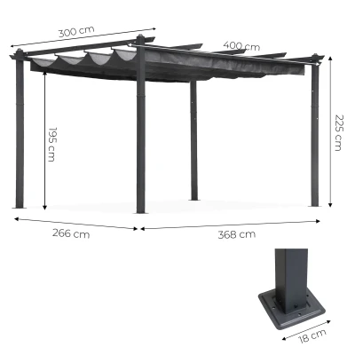MultiGarden DN-FG-632 Záhradná pergola s oceľovou konštrukciou 3 x 4 m, sivá
