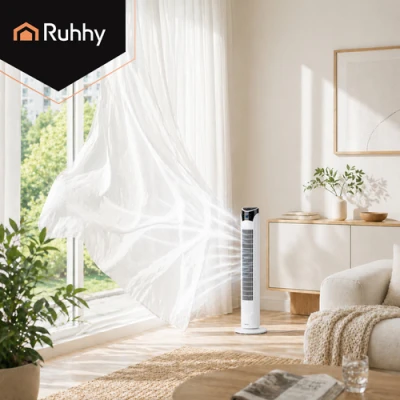 Ruhhy 27833 Stojanový ventilátor s diaľkovým ovládaním, 83 cm, biely