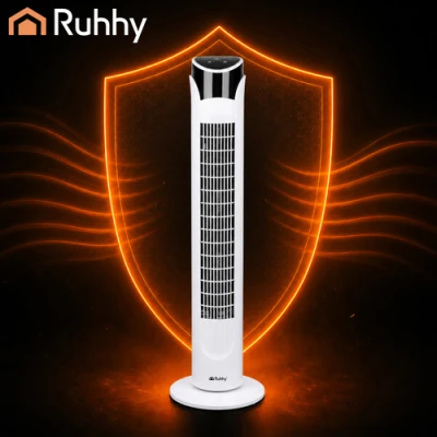 Ruhhy 27833 Stojanový ventilátor s diaľkovým ovládaním, 83 cm, biely