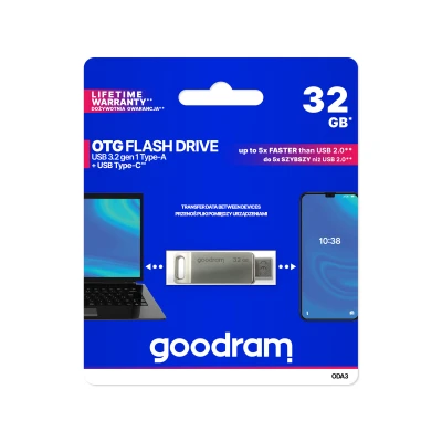 Goodram TGD-ODA30320 USB flash disk + USB-C, 32 GB, strieborný