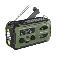 Kruger&Matz KM0837 Solárne rádio s powerbankou 10 000 mAh, SOS alarm, LED svietidlo, zelené