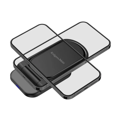 Kruger&Matz KM0858 Skladateľná bezdrôtová nabíjačka Qi 15 W, čierna