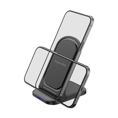 Kruger&Matz KM0858 Skladateľná bezdrôtová nabíjačka Qi 15 W, čierna
