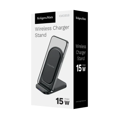 Kruger&Matz KM0858 Skladateľná bezdrôtová nabíjačka Qi 15 W, čierna