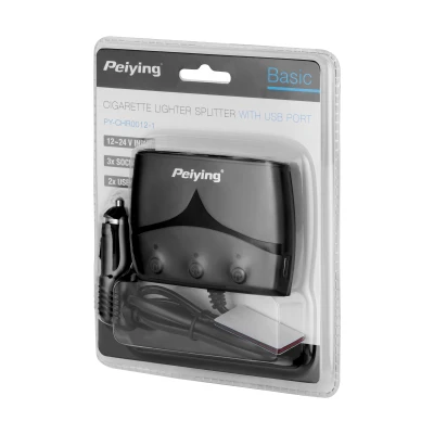 Peiying PY-CHR0012-1 Rozbočovač zásuviek zapaľovača 3 x 12/24 V + 2 x USB 3100 mA