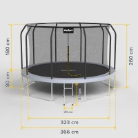 Rebel RBA-8003 Trampolína Active PRO 366 cm + ochranná sieť + rebrík