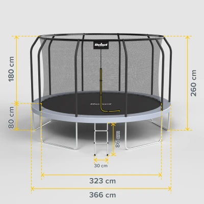 Rebel RBA-8003 Trampolína Active PRO 366 cm + ochranná sieť + rebrík