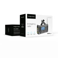 Kruger&Matz KM0838 Solárne rádio s powerbankou 10 000 mAh, SOS alarm, LED svietidlo, sivé