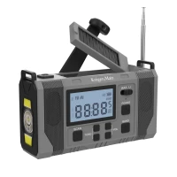Kruger&Matz KM0838 Solárne rádio s powerbankou 10 000 mAh, SOS alarm, LED svietidlo, sivé