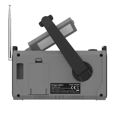 Kruger&Matz KM0838 Solárne rádio s powerbankou 10 000 mAh, SOS alarm, LED svietidlo, sivé