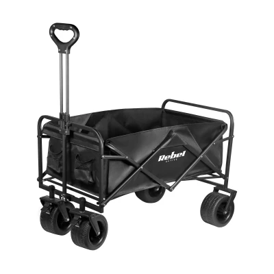 Rebel RBA-5502 Zahradní přepravní vozík skládací s brzdou 150 l, 100 kg, černý
