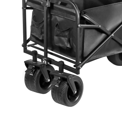Rebel RBA-5502 Zahradní přepravní vozík skládací s brzdou 150 l, 100 kg, černý