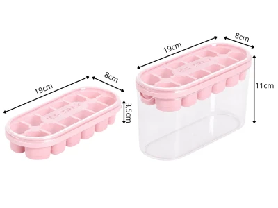 Verk 07447 Silikonová forma na led s víkem a zásobníkem, růžová