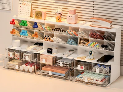 Verk 27656 Organizér se zásuvkami na stůl 30 x 22,5 x 17 cm, bílý