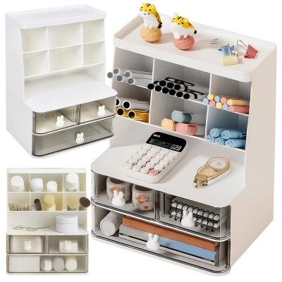 Verk 27656 Organizér se zásuvkami na stůl 30 x 22,5 x 17 cm, bílý