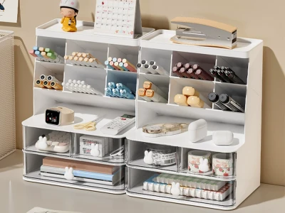 Verk 27656 Organizér se zásuvkami na stůl 30 x 22,5 x 17 cm, bílý