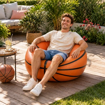 Verk 27759 Nafukovací křeslo ve tvaru basketbalového míče 60 x 95 cm, oranžový