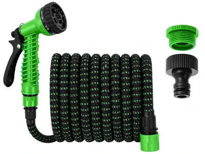 DIVODV 27924 Zahradní flexi hadice 7 - 15 m, pistole 7 v 1, černo-zelená