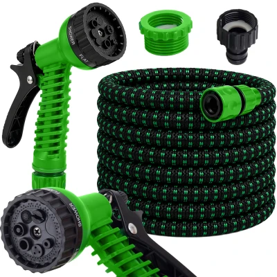 DIVODV 27924 Zahradní flexi hadice 7 - 15 m, pistole 7 v 1, černo-zelená