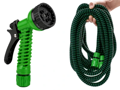 DIVODV 27924 Zahradní flexi hadice 7 - 15 m, pistole 7 v 1, černo-zelená