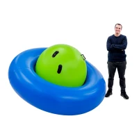 KIK KX2772 Nafukovací balanční houpačka s 6 úchyty, pro 3 děti, zeleno-modrá