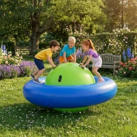 KIK KX2772 Nafukovací balanční houpačka s 6 úchyty, pro 3 děti, zeleno-modrá