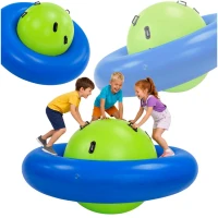 KIK KX2772 Nafukovací balanční houpačka s 6 úchyty, pro 3 děti, zeleno-modrá
