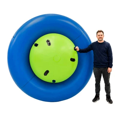 KIK KX2772 Nafukovací balanční houpačka s 6 úchyty, pro 3 děti, zeleno-modrá
