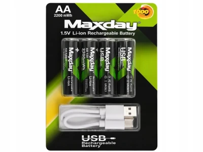 Verk 02046 Nabíjateľné batérie AA Li-Ion 1,5 V, 2200 mWh, 4 ks, USB-C